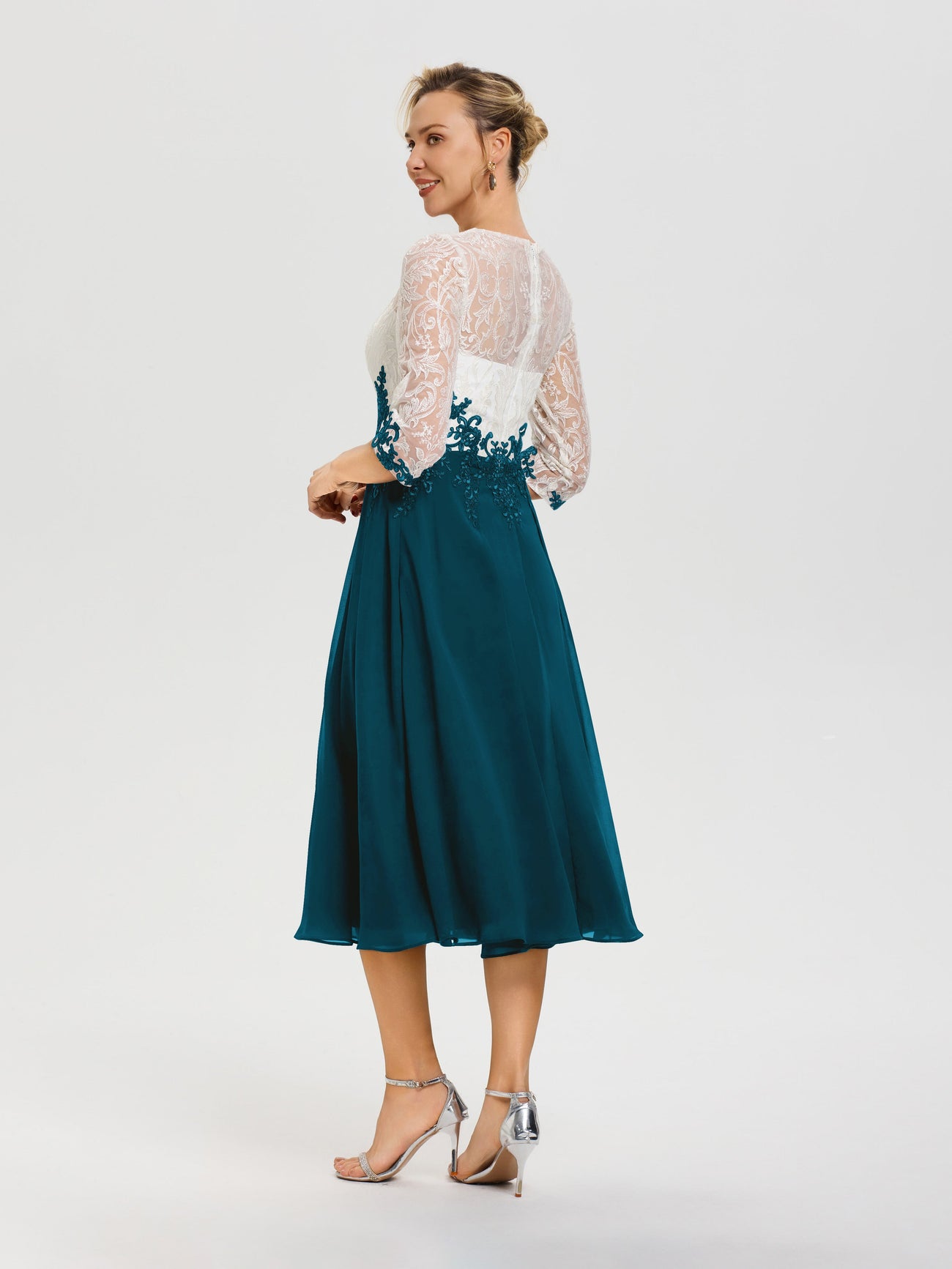 Ink Blue Mother Of The Bride Dress Near Me Illusion Sleeves Sweetheart