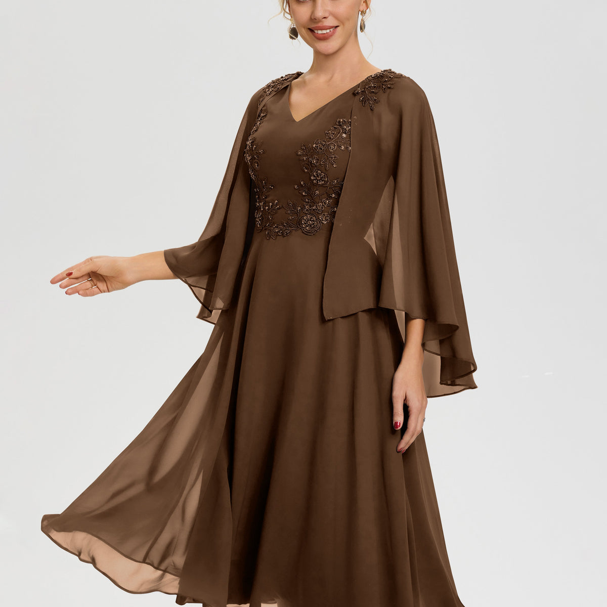 brown mob dress Mother Of The Bride Dresses neckline and tea Brown Mother Of The Bride