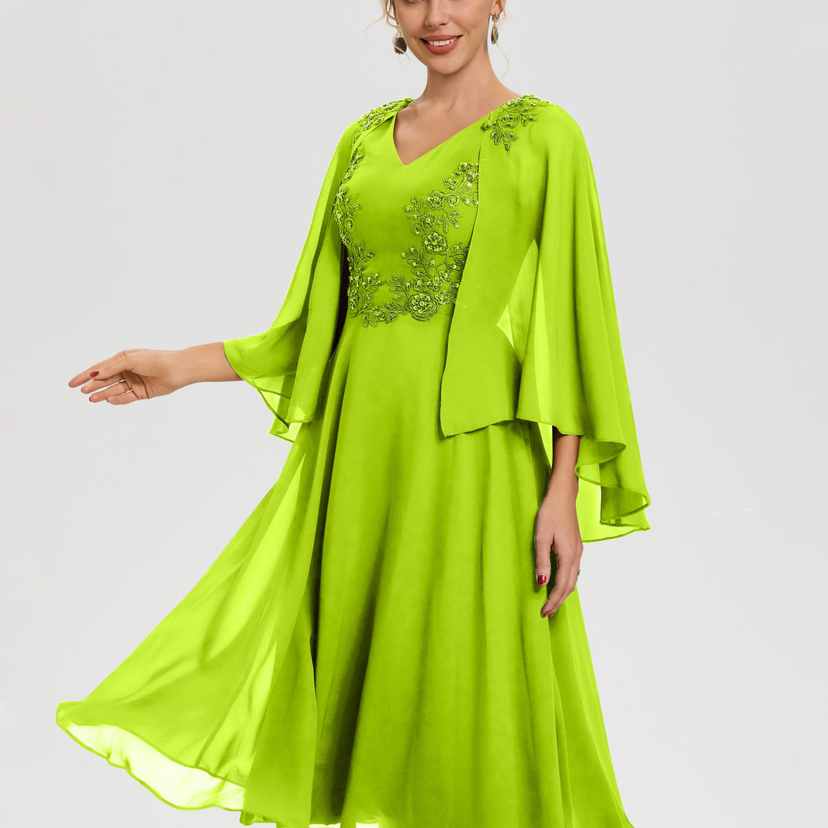 Lime Green Dress Outfit Ideas Mother Of The Bride Mist Dresses A Line V Neck 3/ Lime Green Dress Outfit Ideas Mother Of The Bride Mist Dresses A Line V Neck 3/