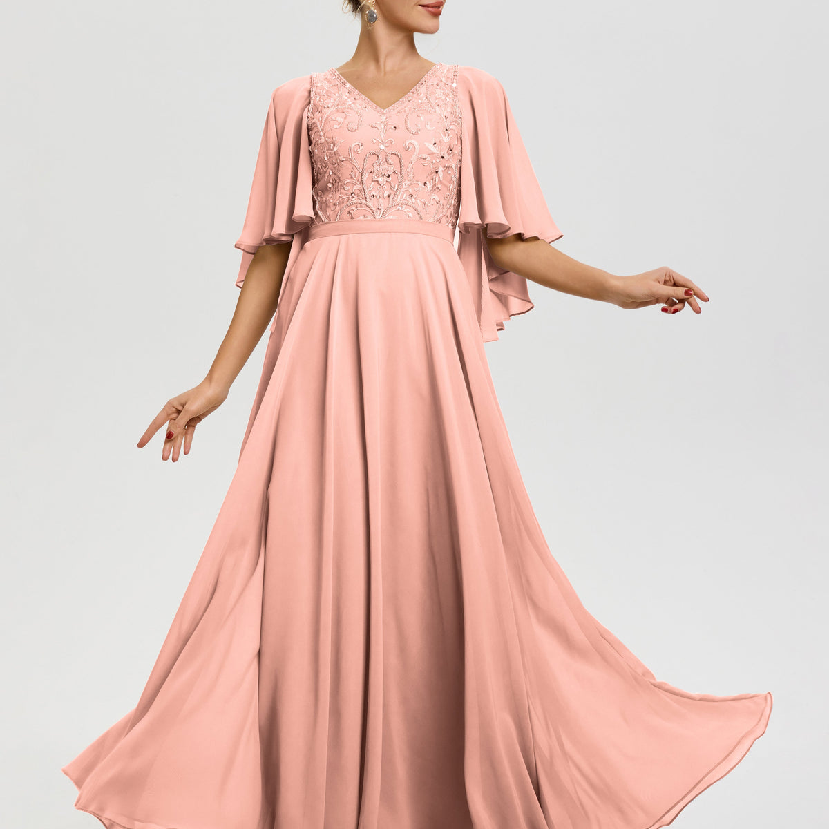 coral dress to wear to a wedding Kenza | Asymmetric-Neck Maxi With Scarf-Detail Maxi length Sizing 25 Wedding Guest Outfit Ideas