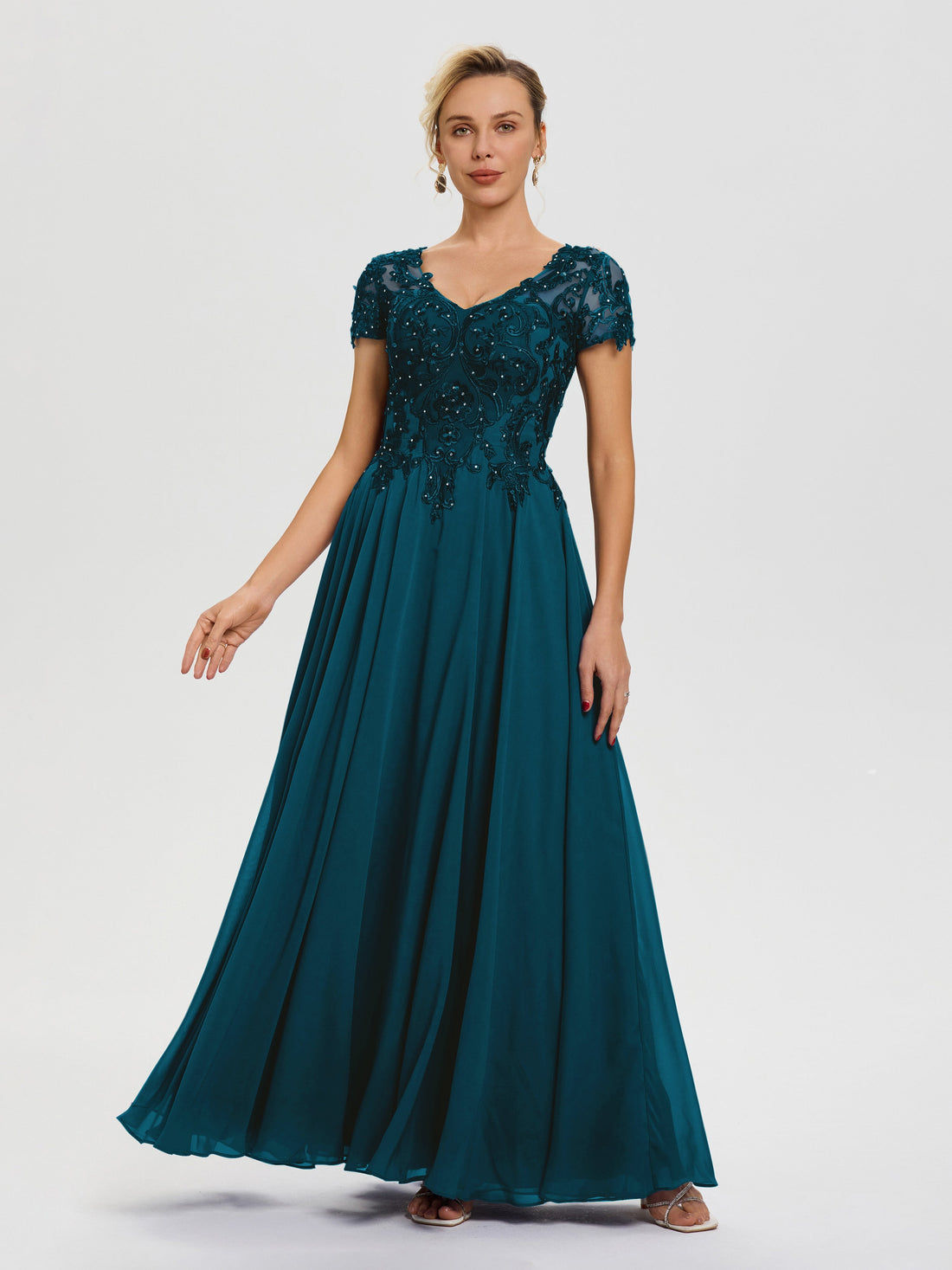 Ink Blue Mother Of The Bride Dress Near Me A-Line Lace Sleeves V-Neck