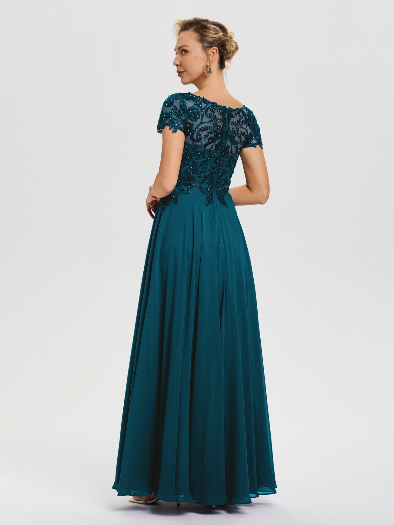 Ink Blue Mother Of The Bride Dress Near Me A-Line Lace Sleeves V-Neck