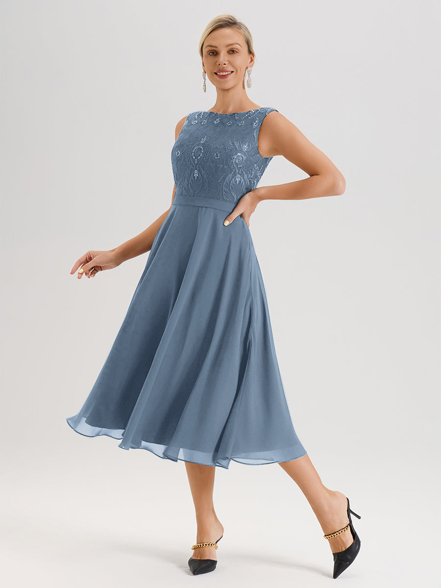Cicinia Slate Blue Mother Of The Bride Dress With Jacket Long Chiffon Lace A-line Tea Length 2 Pieces Cicinia Slate Blue Mother Of The Bride Dress With Jacket Long Chiffon Lace A-line Tea Length 2 Pieces