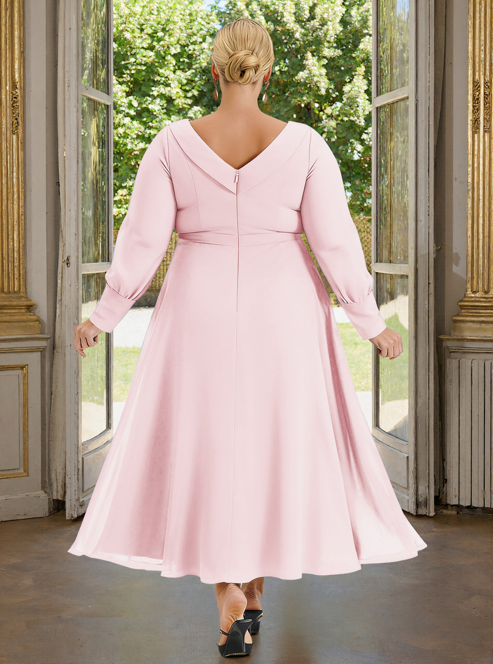 Cicinia Blushing Pink Mother Of The Bride Dress With Sleeves Plus Size