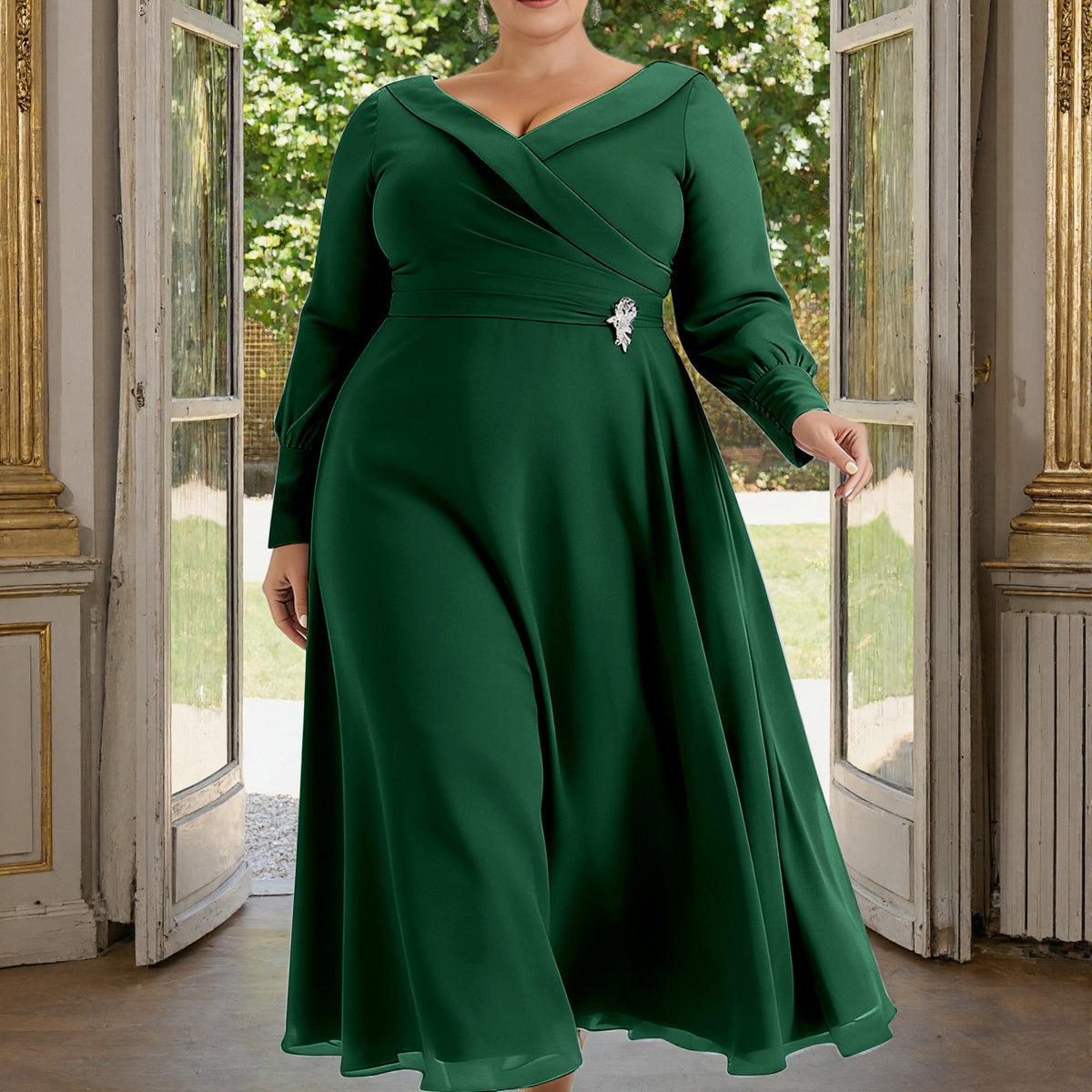 green emerald velvet dress Sample Gabby Bridesmaid Dress main image 1