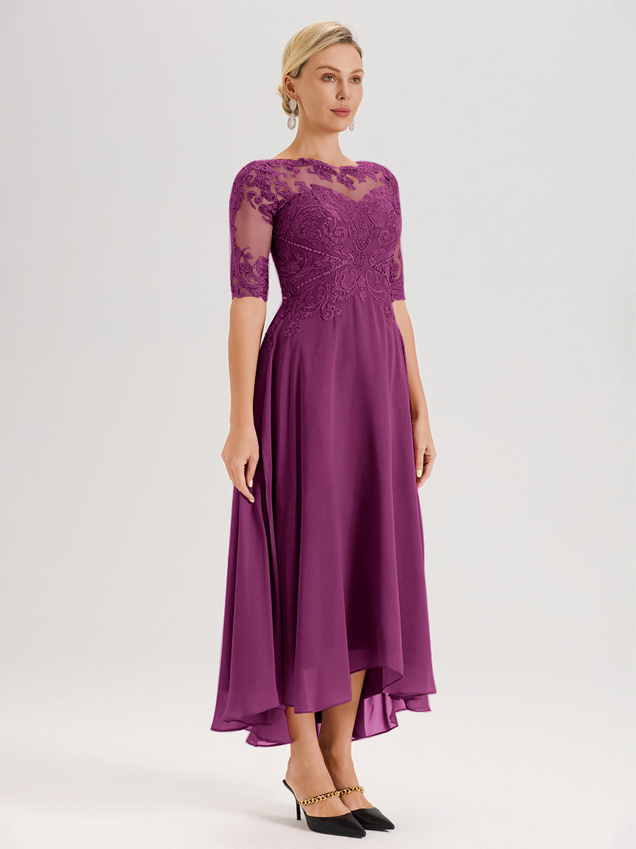 Cicinia Burnt Orange Mother Of The Groom Dress Long Crepe A-line Tea Length 3/4 Sleeves main image 0