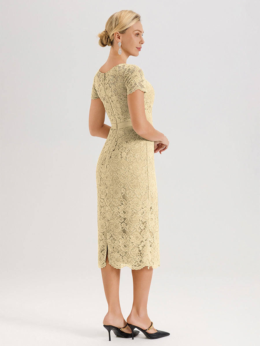 Cicinia Champagne Mother Of The Bride Dress With Jacket Chiffon Lace Sheath Tea Length 2 Pieces Cicinia Champagne Mother Of The Bride Dress With Jacket Chiffon Lace Sheath Tea Length 2 Pieces