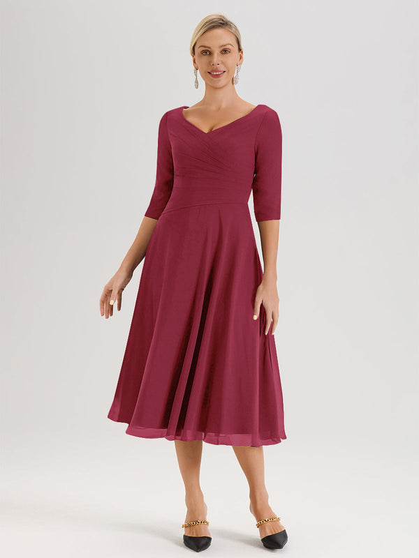 Cicinia Cinnamon Rose Mother Of The Groom Dress Long Chiffon A-line Flutter Sleeves WIth Sequined Lace Hemline