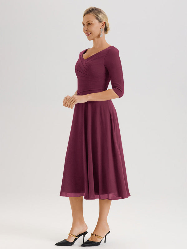 Cicinia Mulberry Mother Of The Groom Dress Long Chiffon Slit Appliques Lace A-line Beaded Floor Length main image 0
