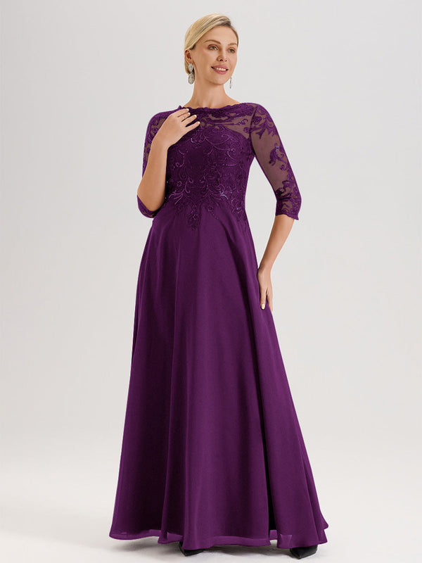 Cicinia Silver Mother Of The Bride Dress Long Chiffon A-line Tea Length V-neck Sequined Lace