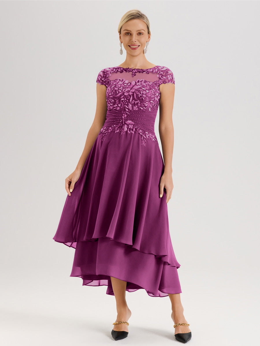 Cicinia Orchid Mother Of The Bride Dress Long Chiffon Lace A-line High