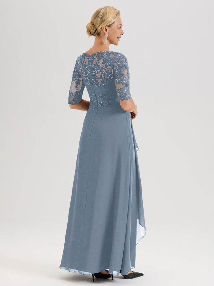Cicinia Dusty Blue Mother Of The Groom Dress Long Chiffon A-line Half
