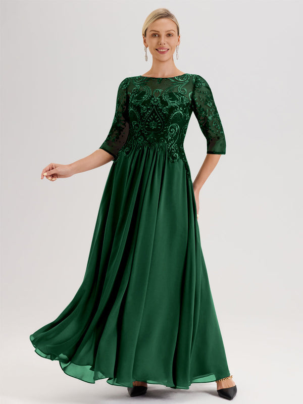 Cicinia Dark Green Mother Of The Groom Dress Long Chiffon Lace A-line