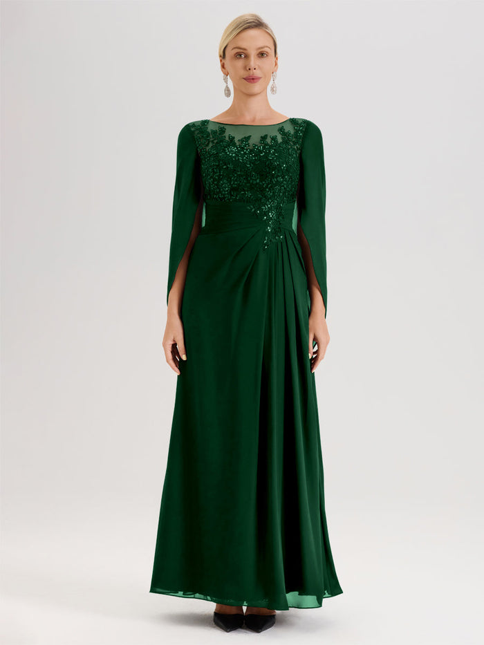 Cicinia Dark Green Mother Of The Bride Dress Long Chiffon Appliques La