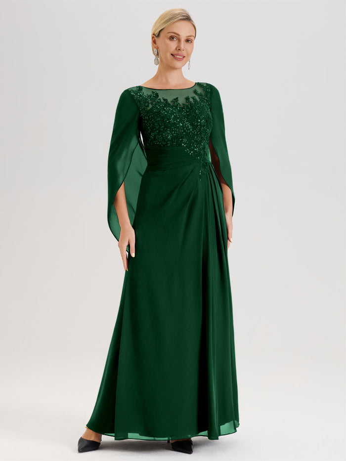 Cicinia Dark Green Mother Of The Bride Dress Long Chiffon Appliques La