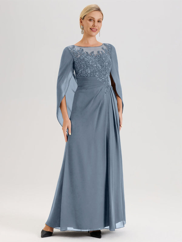 Cicinia Dusty Blue Mother Of The Bride Dress Long Chiffon Appliques La