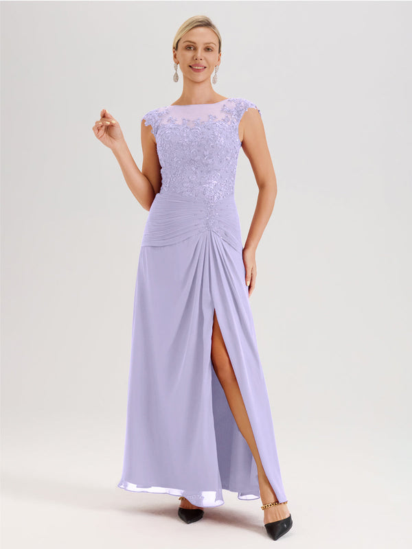 Cicinia Lilac Mother Of The Bride Dress Long Chiffon Slit Appliques La