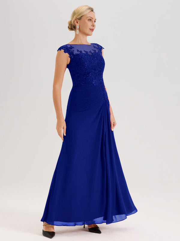 Cicinia Royal Blue Mother Of The Bride Dress Long Chiffon Slit Appliqu