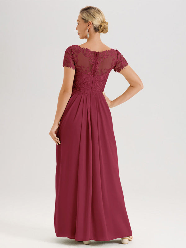Cicinia Cinnamon Rose Mother Of The Groom Dress With Jacket Long Chiffon Lace A-line Tea Length 2 Pieces