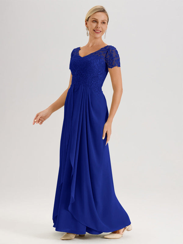 Cicinia Royal Blue Mother Of The Bride Dress With Sleeves Long Chiffon