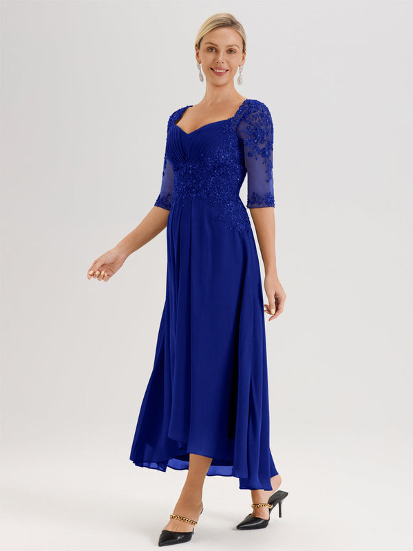 Cicinia Royal Blue Mother Of The Bride Dress With Sleeves Long Chiffon