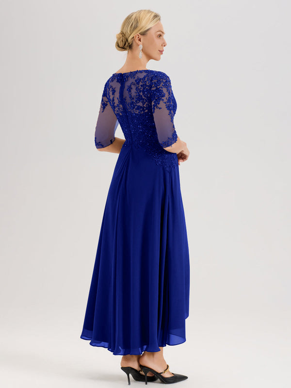 Cicinia Royal Blue Mother Of The Bride Dress With Sleeves Long Chiffon