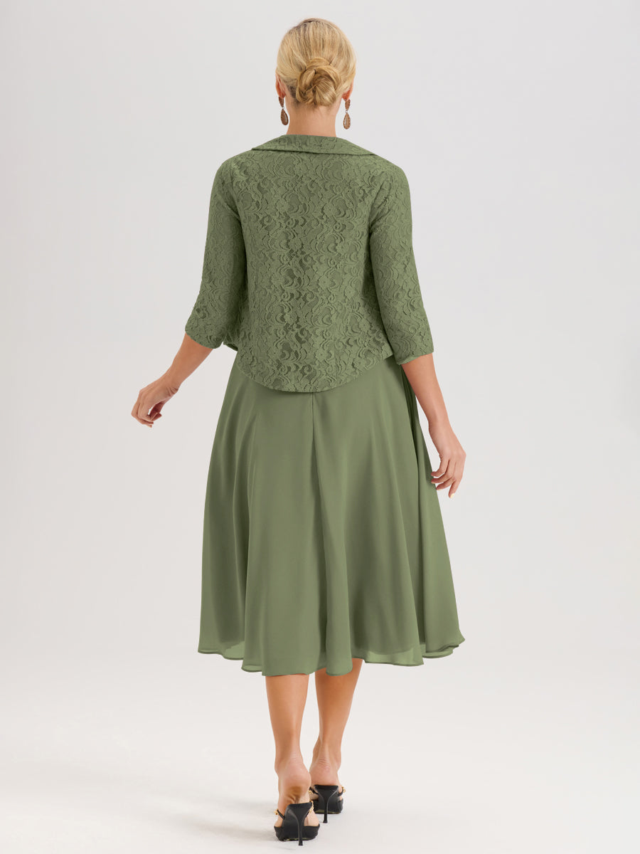 Cicinia Olive Green Mother Of The Bride Dress With Jacket Long Chiffon