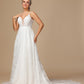 Spaghetti Strap V Neck Backless Lace Wedding Dress