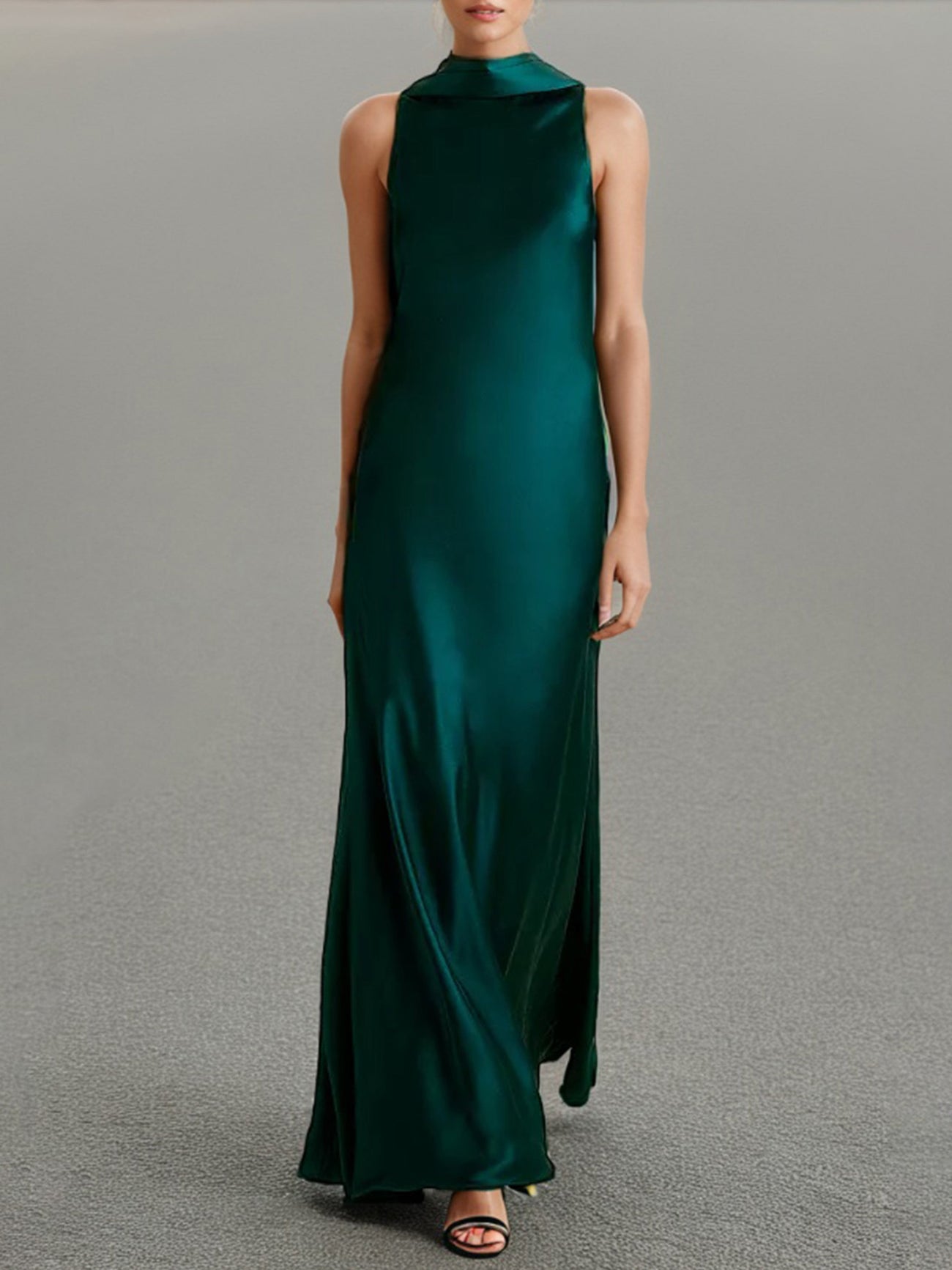 Sheath V-Neck Chiffon Floor-Length Dress Peacock Plus Size
