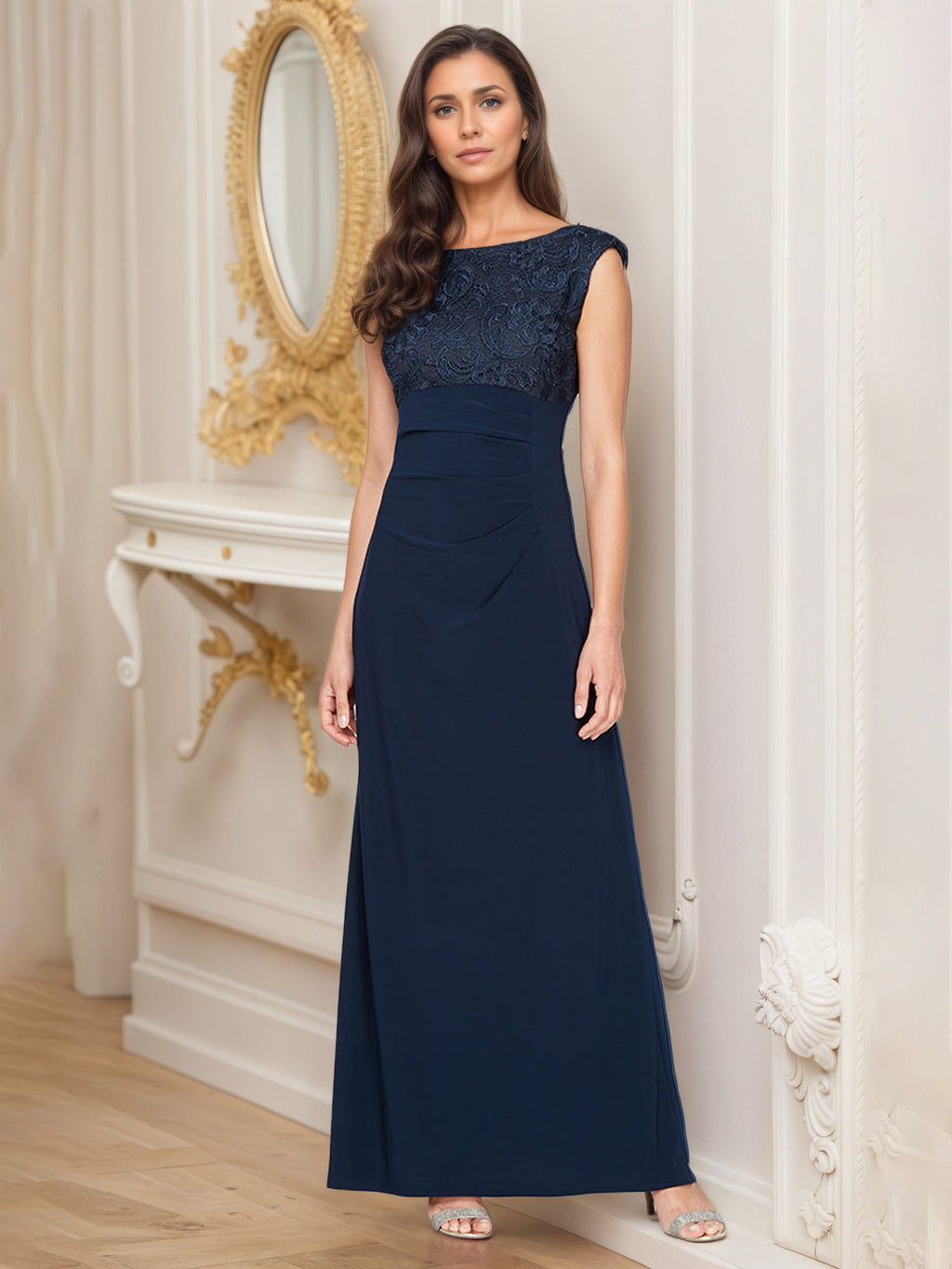 Formal Dress Slate Blue Mother Of The Groom Dress Long Cowl Back Gown Alex Evenings Women's Formal Dress Slate Blue Mother Of The Groom Dress Long Cowl Back Gown Alex Evenings Women's