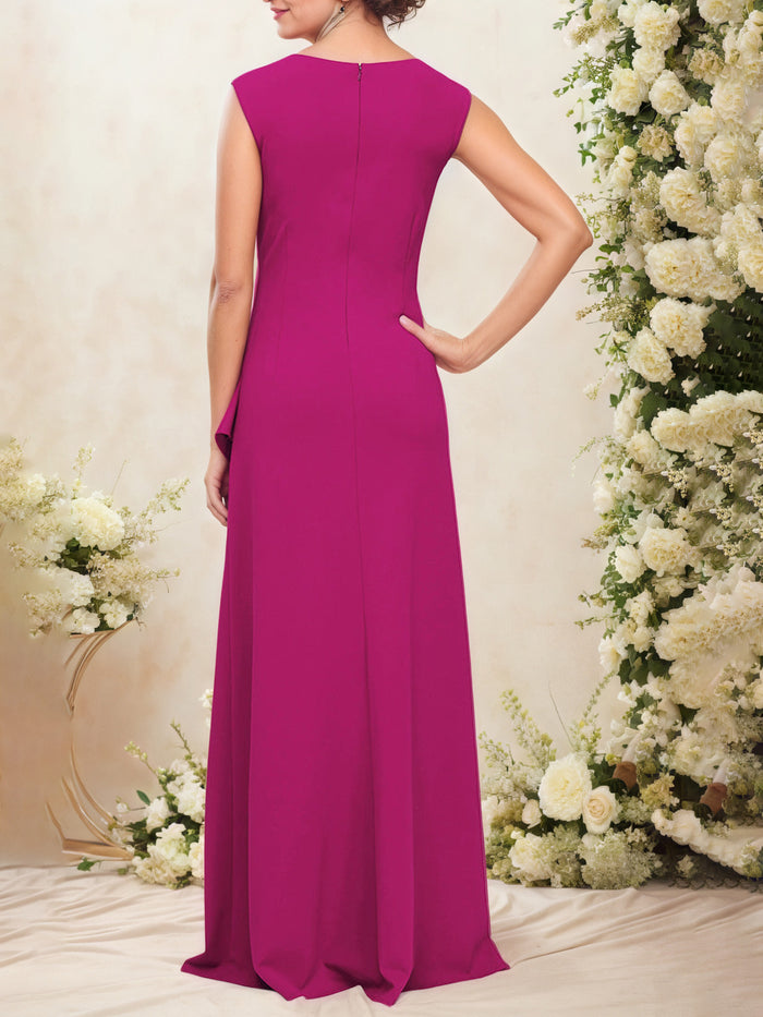 Black Mother of The Bride Dresses Square Neck Cascade Ruffles Long Mother of The Bride Dress main image 1