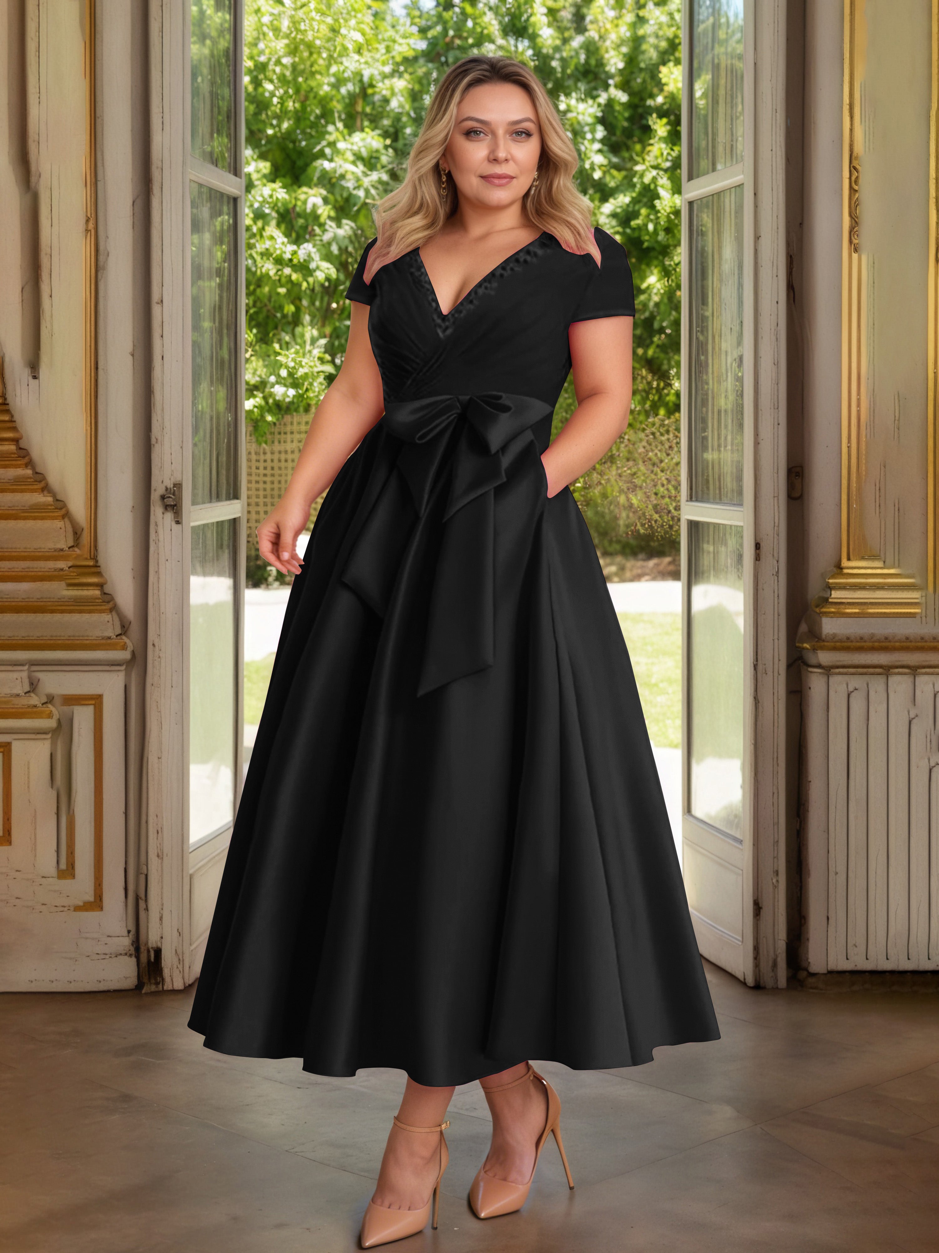 Cicinia Black Mother Of The Bride Dress Plus Size Long Satin A-line Be Cicinia Black Mother Of The Bride Dress Plus Size Long Satin A-line Be