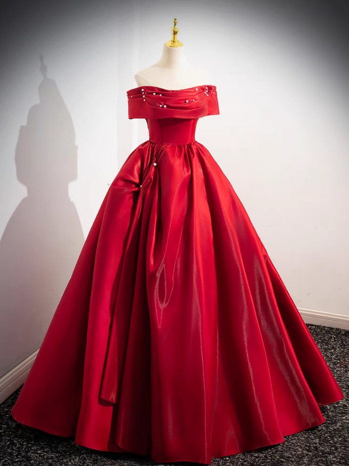 Elegant Sleeveless Ball Gown Off Shoulder Red Quinceanera Dress MP337