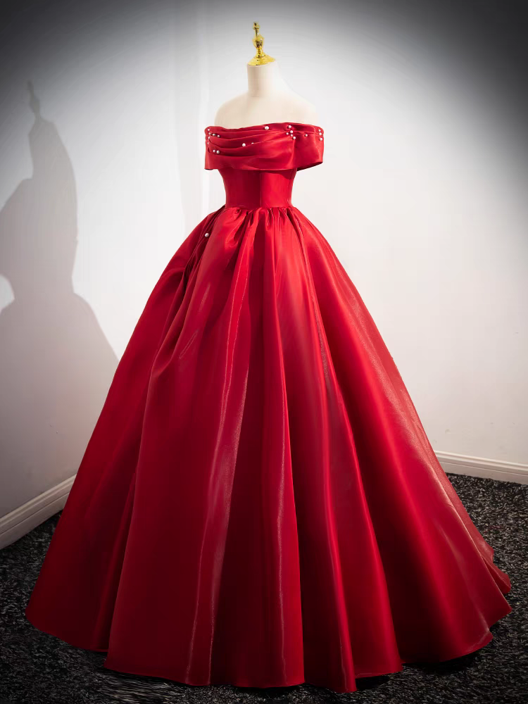 Red satin quinceanera dresses on sale