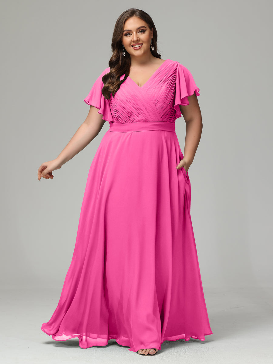 Elegant Plus Size Long Bridesmaid Dresses with Sleeves