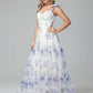 A-line Floral Print Lace Up Floor Length Wedding Guest Dresses