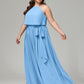 Halter Chiffon Bridesmaid Dress Plus Size