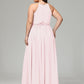 Halter Chiffon Bridesmaid Dress Plus Size