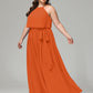 Halter Chiffon Bridesmaid Dress Plus Size