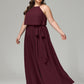 Halter Chiffon Bridesmaid Dress Plus Size