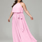 Halter Chiffon Bridesmaid Dress Plus Size