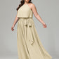 Halter Chiffon Bridesmaid Dress Plus Size