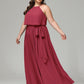 Halter Chiffon Bridesmaid Dress Plus Size