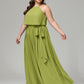 Halter Chiffon Bridesmaid Dress Plus Size