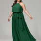 Halter Chiffon Bridesmaid Dress Plus Size