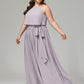 Halter Chiffon Bridesmaid Dress Plus Size