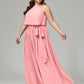 Halter Chiffon Bridesmaid Dress Plus Size