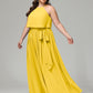 Halter Chiffon Bridesmaid Dress Plus Size