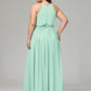 Halter Chiffon Bridesmaid Dress Plus Size