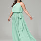 Halter Chiffon Bridesmaid Dress Plus Size